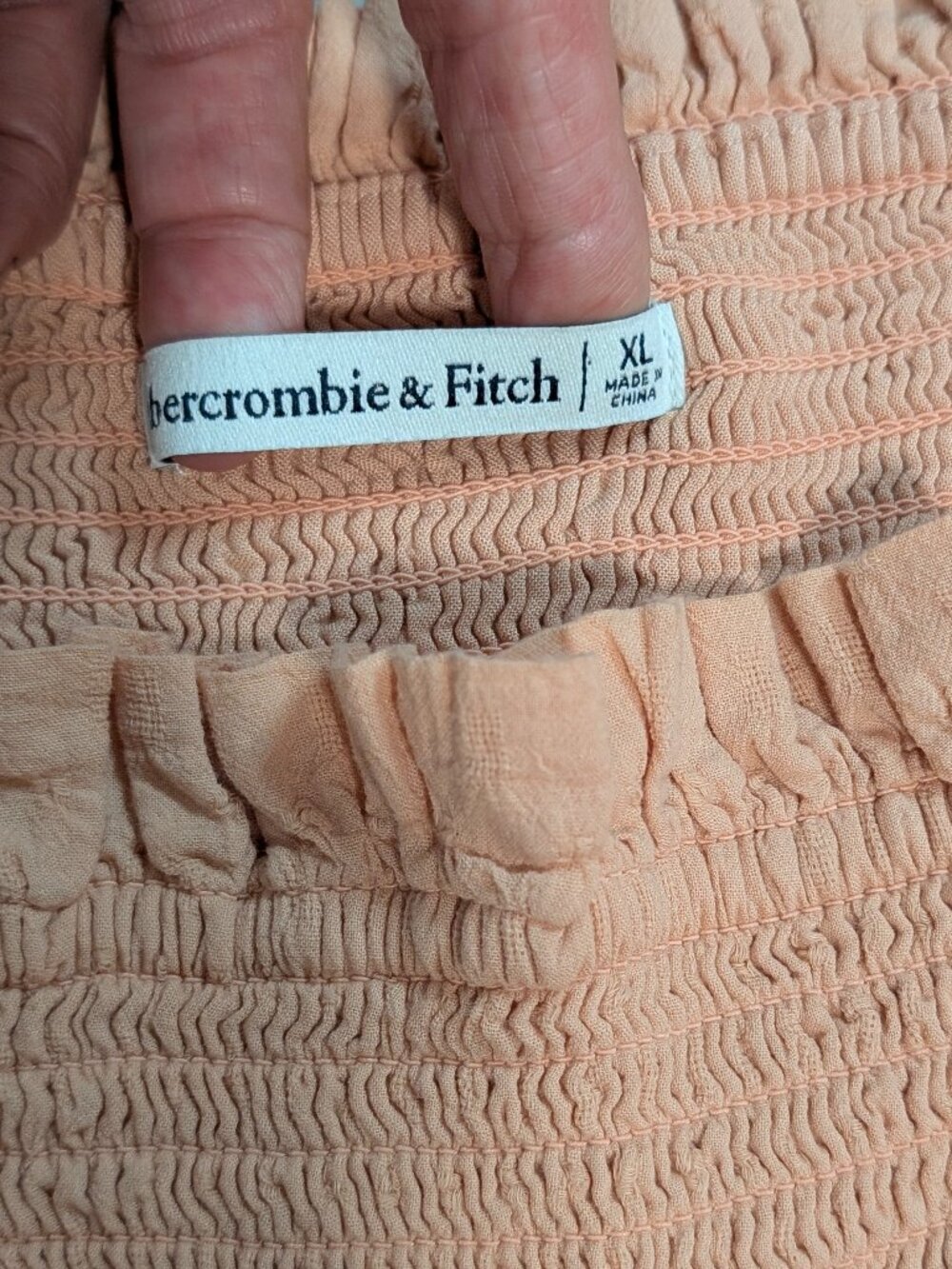 Abercrombie & Fitch Terracotta Babydoll Mini Dress Puff Sleeve XL Smocked Boho - Picture 9 of 13
